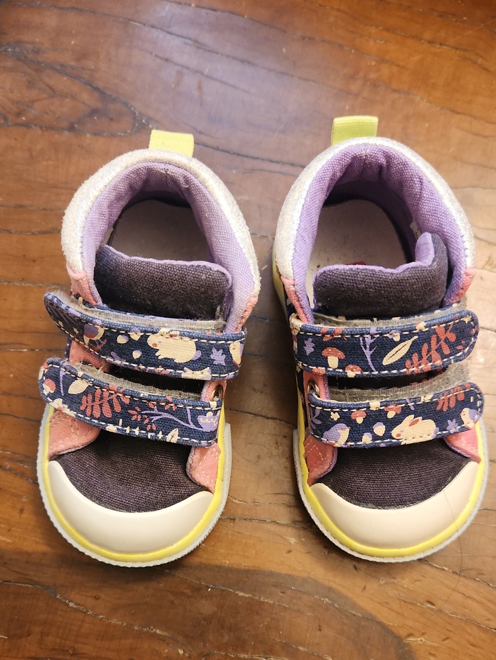 Toddler Floral Velcro Sneakers - Purple & Pink